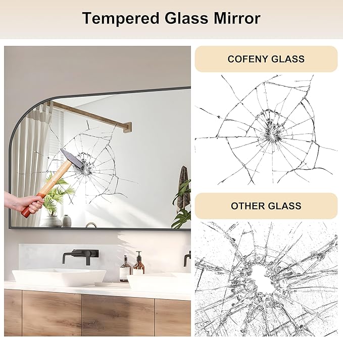 Bathroom Mirror, 55x30 inch Large Black Rectangle Wall Mounted Mirror with Thin Frame, Bathroom Vanity Mirrors for Over Sink, Entryway, Living Room, Bedroom