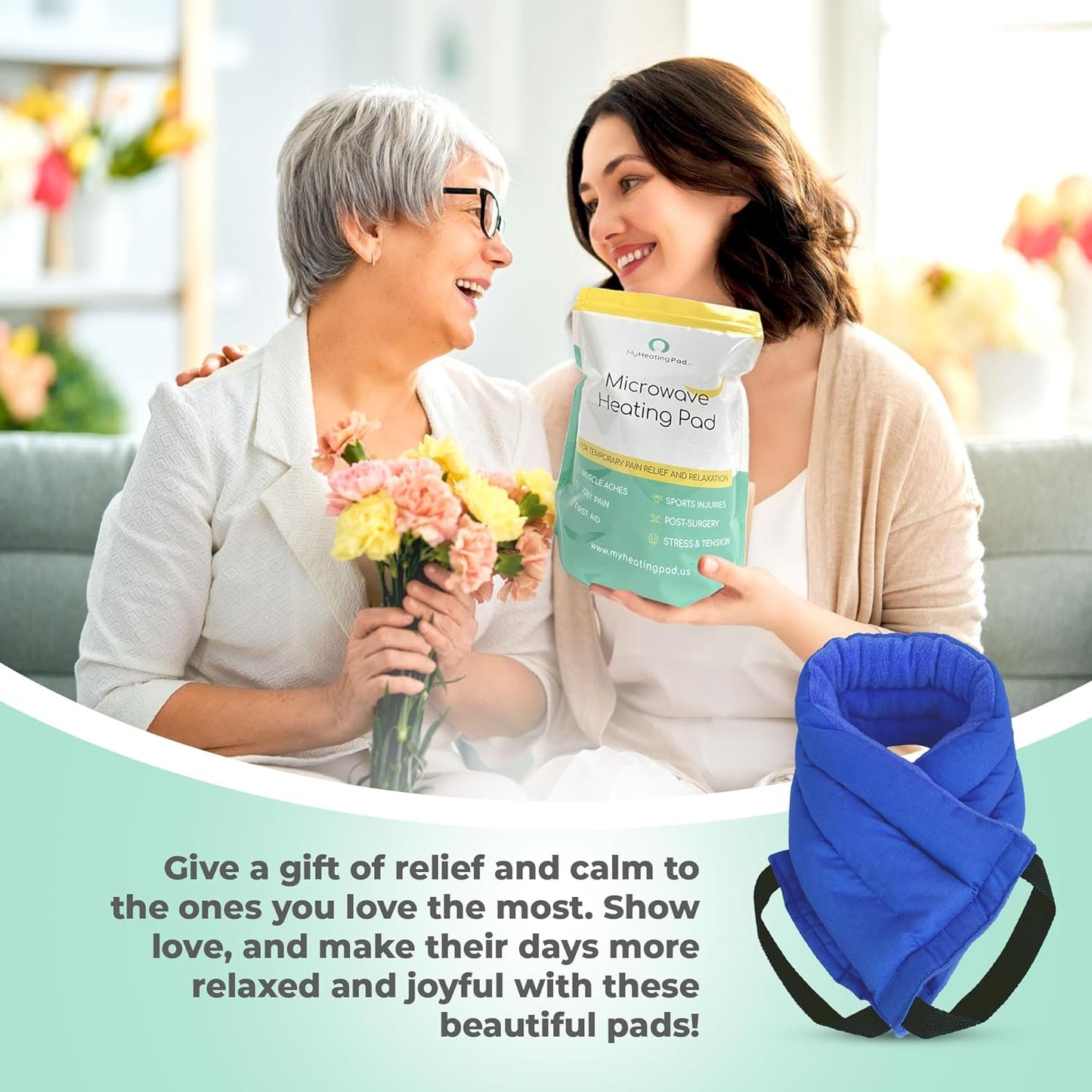 Microwavable Heating Pads for Lower Back, Neck, and Shoulder Pain Relief - Moist Microwave Heating Pad for Muscles and Joints - Microwave Hot Pack Heat Pad for Cramps -3 Heat Pack Blue-Lavender Scent