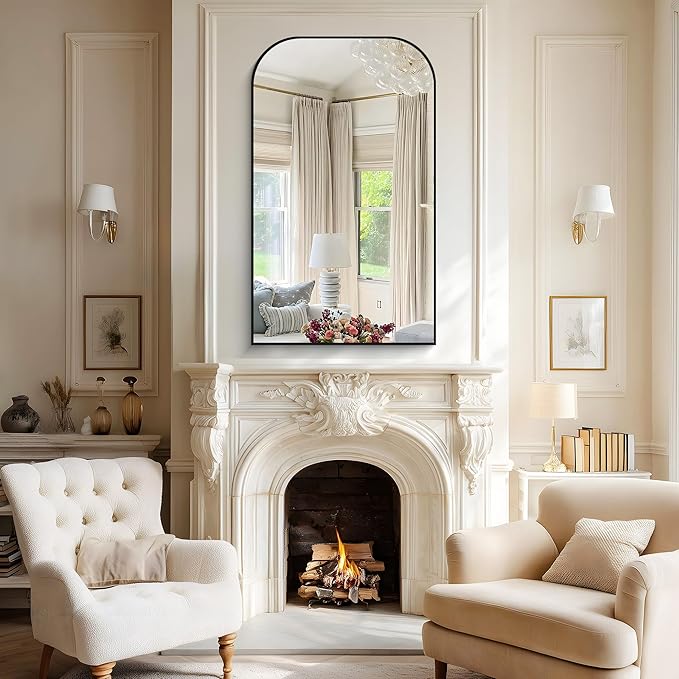 Bathroom Mirror, 24x40 inch Black Rectangle Wall Mounted Mirror with Thin Frame, Bathroom Vanity Mirrors for Over Sink, Entryway, Living Room, Bedroom