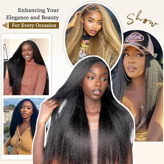 16A Raw Yaki Kinky Straight Bundles Human Hair 100% Brazilian Virgin Bundles, Sliky Boutique Extensions,Full Ends, Vertical Smooth (26 28 30 Inch)