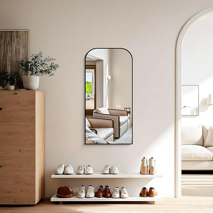 Bathroom Mirror, 20x40 inch Black Rectangle Wall Mounted Mirror with Thin Frame, Bathroom Vanity Mirrors for Over Sink, Entryway, Living Room, Bedroom