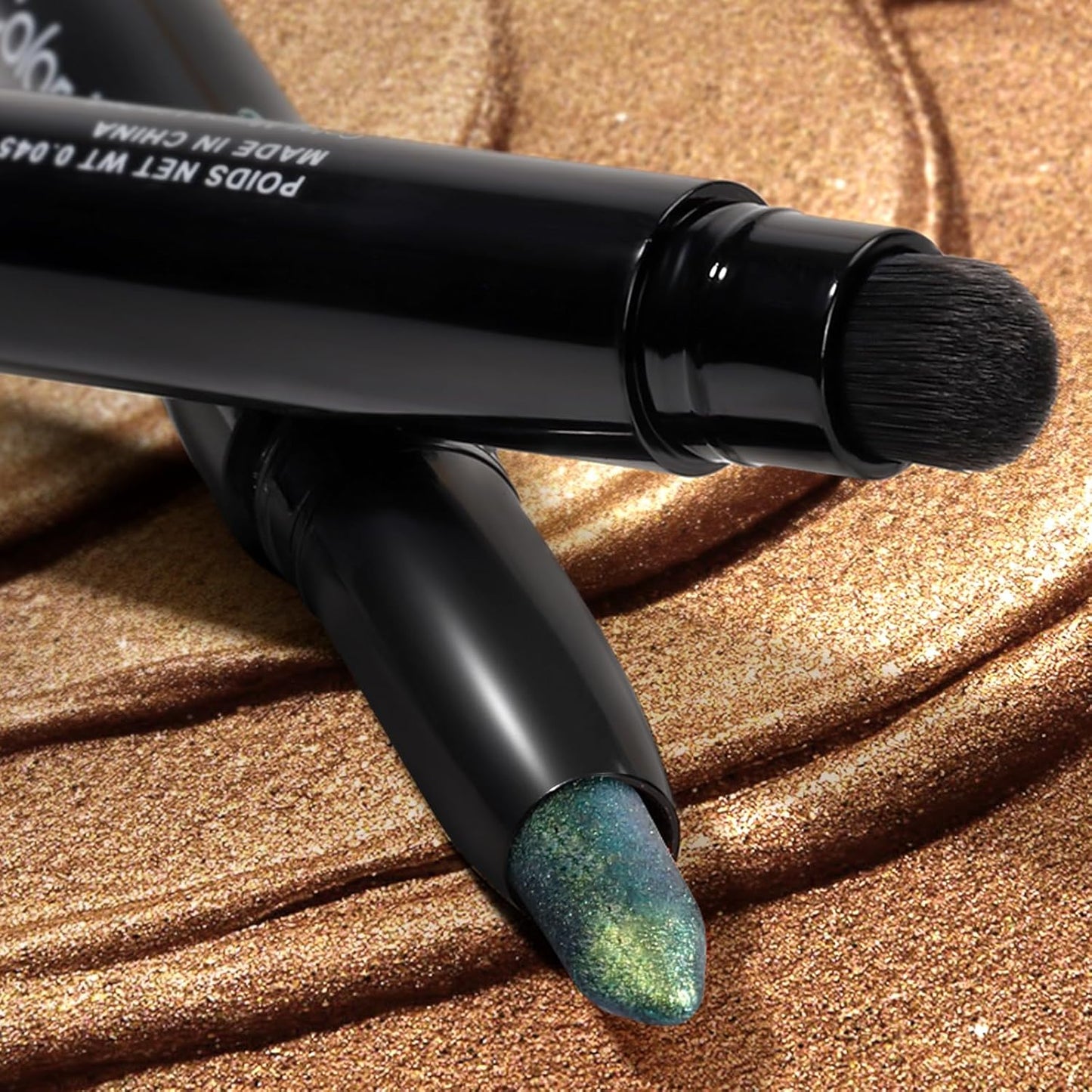 Cream Waterproof Hypoallergenic Eyeshadow Stick, long wear Metallic Glitter Matte Eye Shadow Pencil With Makeup Brush, Eye Brightener, 47 Emerald Metallic