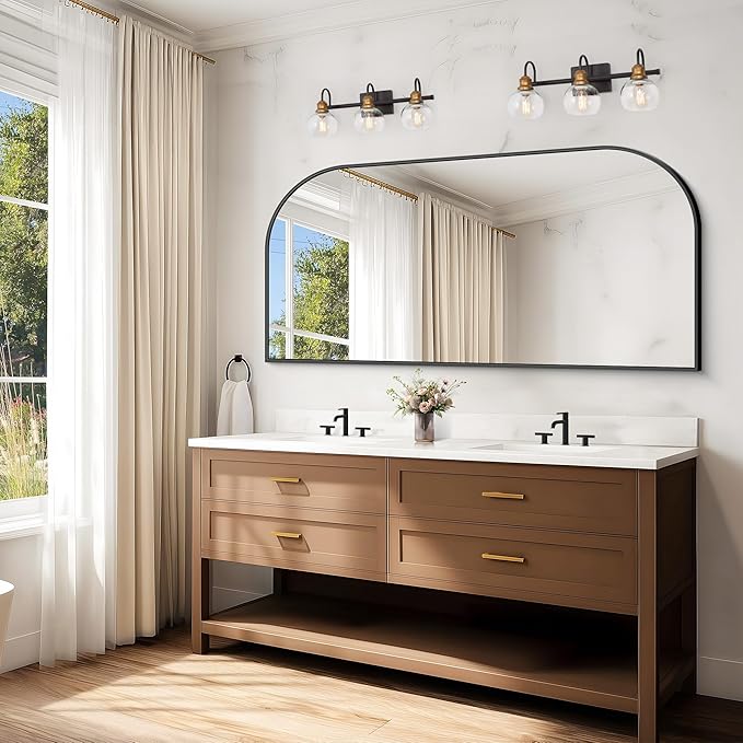 Bathroom Mirror, 60x30 inch Large Black Rectangle Wall Mounted Mirror with Thin Frame, Bathroom Vanity Mirrors for Over Sink, Entryway, Living Room, Bedroom