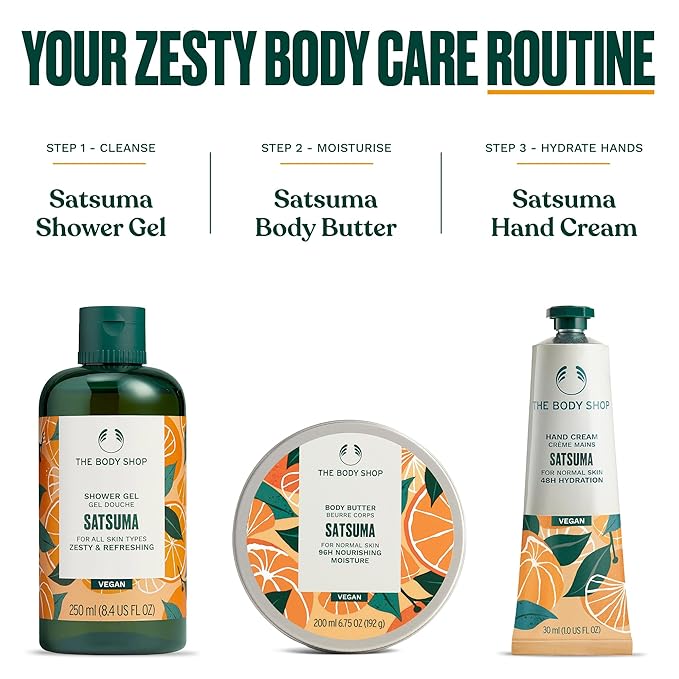 The Body Shop Satsuma Hand Cream – Citrus Fragrance, On-the-Go Hydration – Vegan – 1.0 oz