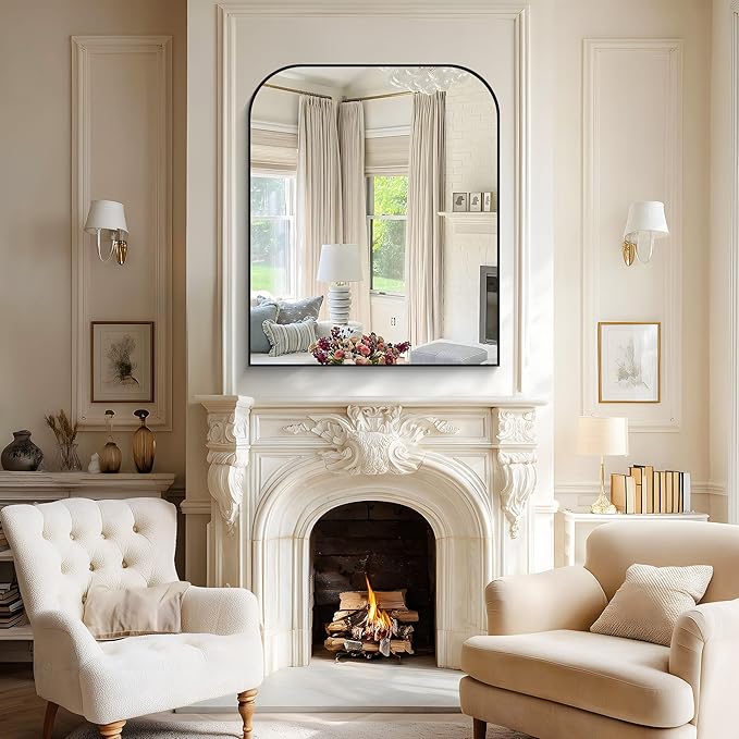 Bathroom Mirror, 30x36 inch Black Rectangle Wall Mounted Mirror with Thin Frame, Bathroom Vanity Mirrors for Over Sink, Entryway, Living Room, Bedroom