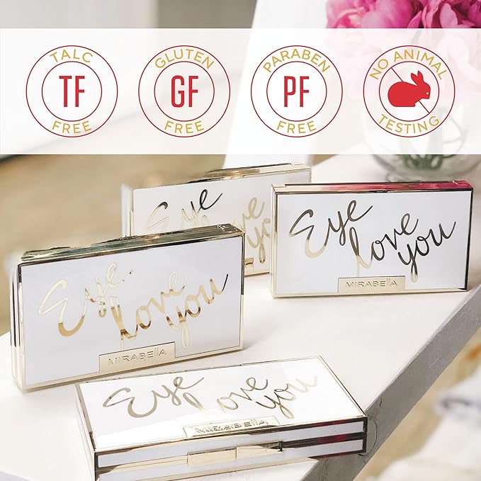 Mirabella Eye Love You Neutral Shimmer Eyeshadow Palette - Makeup Palette w/Ultra Pigmented Pressed Powders, Creamy Matte & Shimmer Brown Eyeshadow Shades - Rendezvous