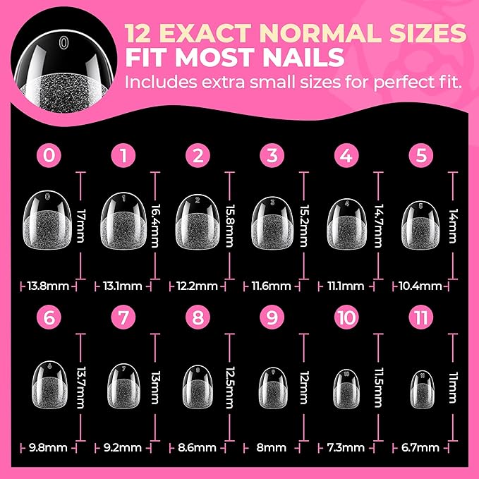 UNA GELLA Oval Nail Tips Exra Short 504PCS Pre-shape Gel Oval Almond Nail Tips for Women DIY Salon Round Almond Press On Nails Full Cover Clear Fake Acrylic Tips 12 Sizes