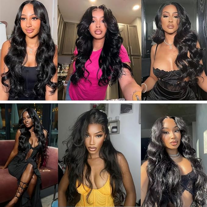 12A Human Hair Bundles 16 18 20 Inch Body Wave 100% Unprocessed Hair 3 Bundles Deals Extensions Quick Weave Human Hair Natural Black Color