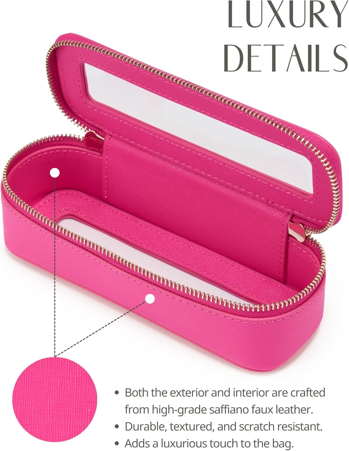 Popvibe Clear Makeup Bag Travel Cosmetic Case Transparent Toiletry Bag with Zipper, Portable Make Up Organizer Traveling Compact Car Bag for Essentials