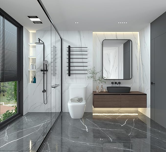 ANDY STAR 24x36 Inch Black Bathroom Mirror, Rounded Rectangle Mirrors for Bathroom Vanity Tube Metal Framed Wall-Mounted Vertically/Horizontally for Home Decor