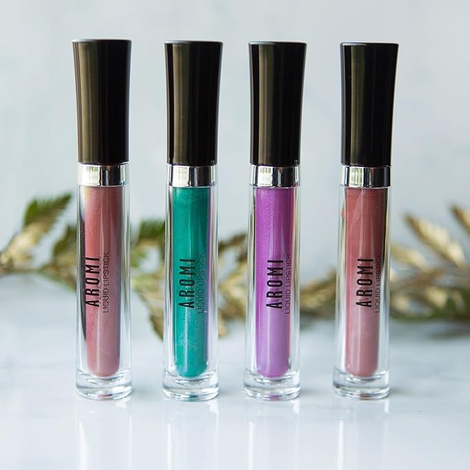 Aromi Green Metallic Liquid Lipstick | Turquoise Teal-Green Lip Color with Shimmery Finish, Vegan, Cruelty-free, Smudge Proof, Long-lasting, Handmade (Mermaid Tail)