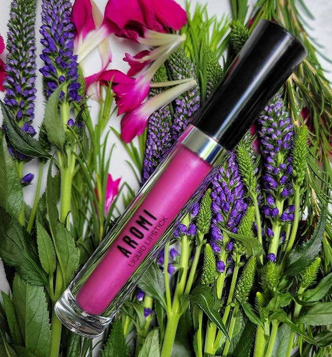 Aromi Metallic Liquid Lipstick | Long-lasting, Fuchsia, Pink Lip Color with Shimmery Finish, Waterproof, Vegan, Cruelty-free, Gluten Free (Moody Magenta)