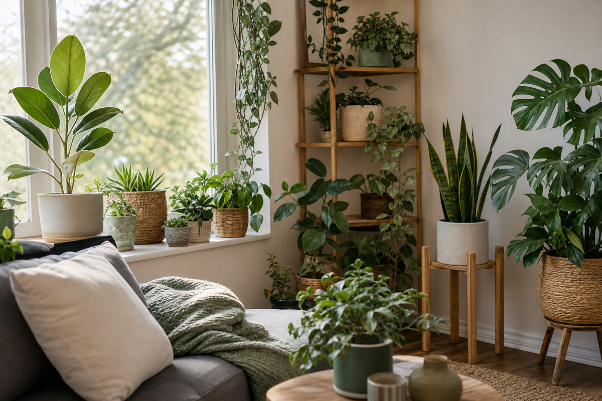 Unbranded repeatable routine scene featuring practical indoor plants