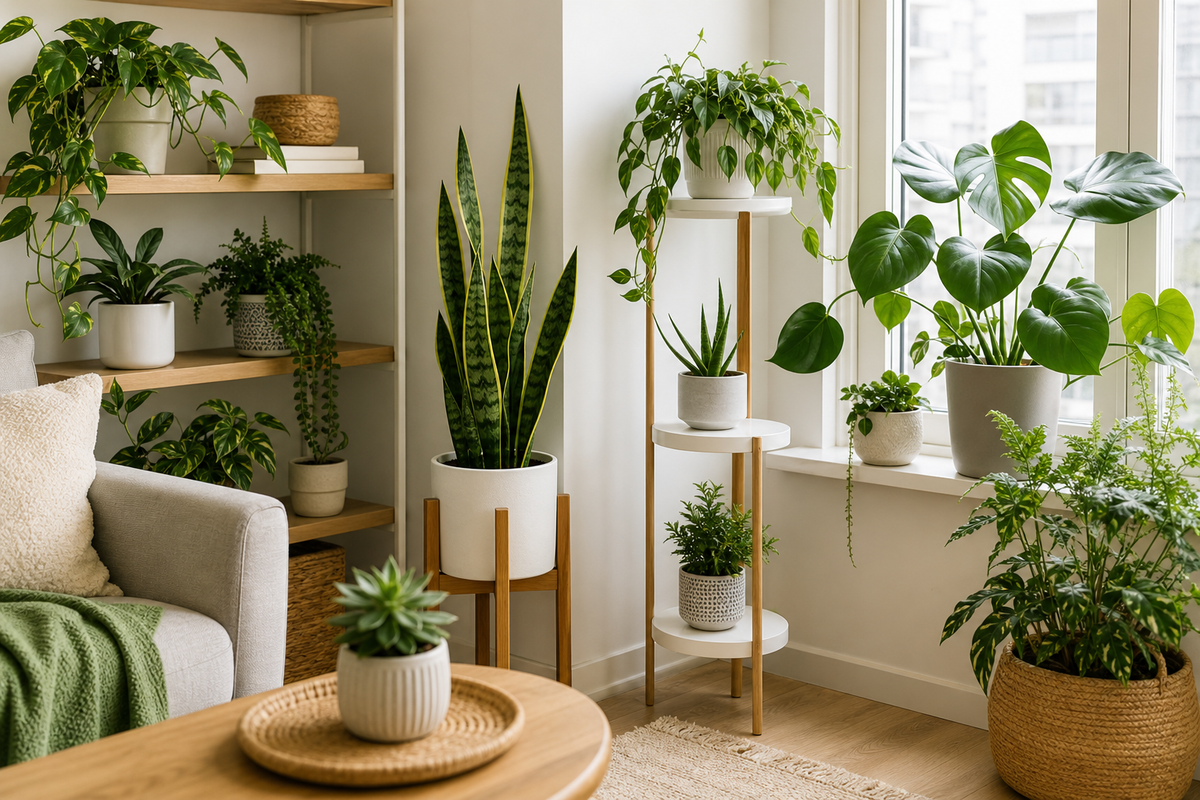 Unbranded organized spatial layout featuring small-space plant styling