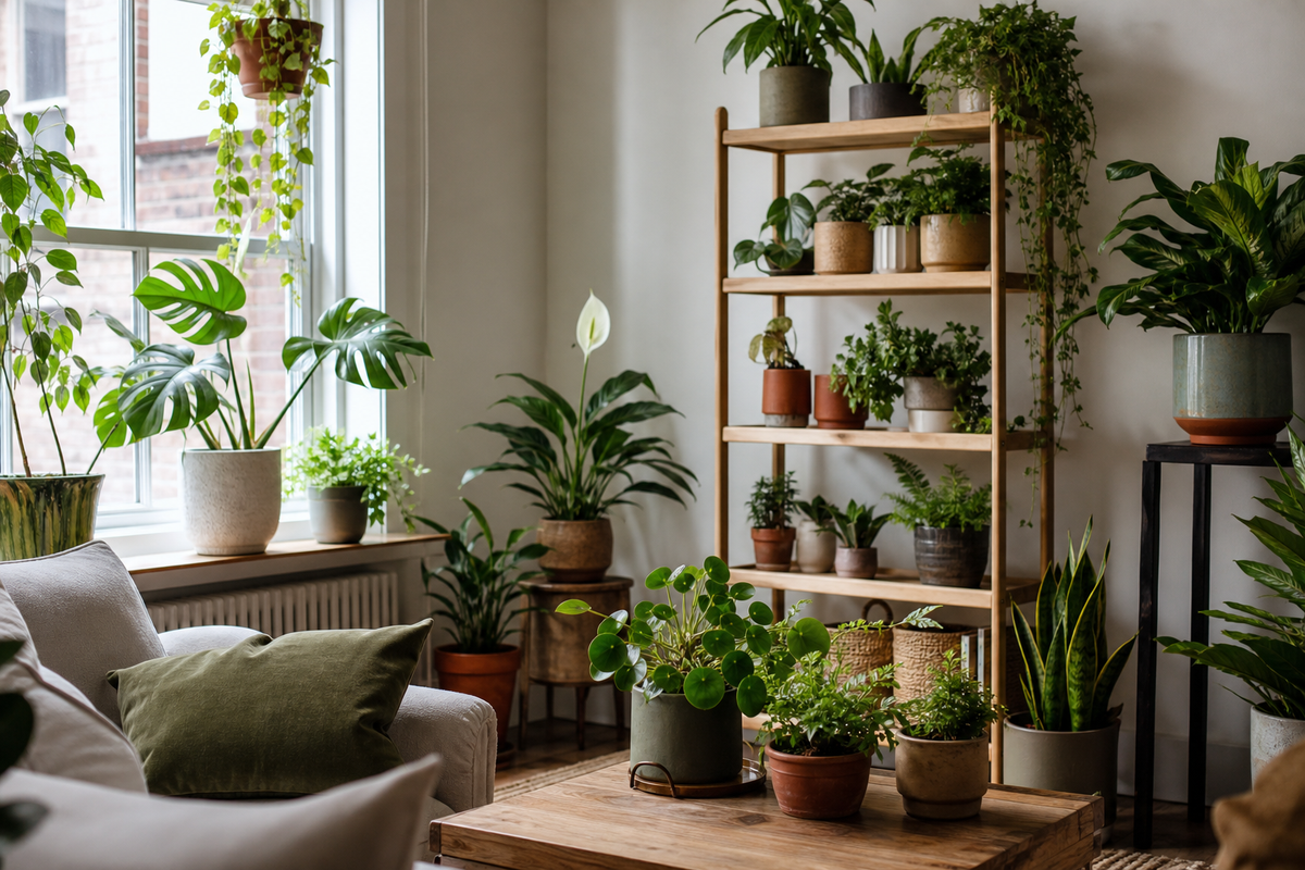 Unbranded repeatable routine scene featuring practical indoor plants
