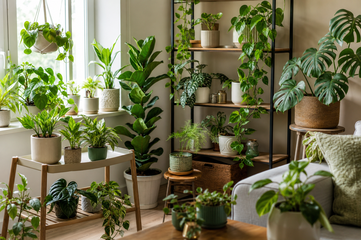 Unbranded practical sequence scene featuring indoor plant organization