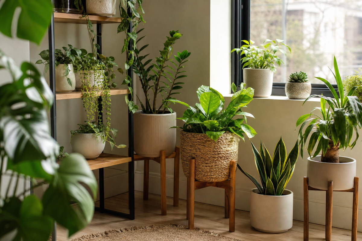 Unbranded repeatable routine scene featuring botanical home accents
