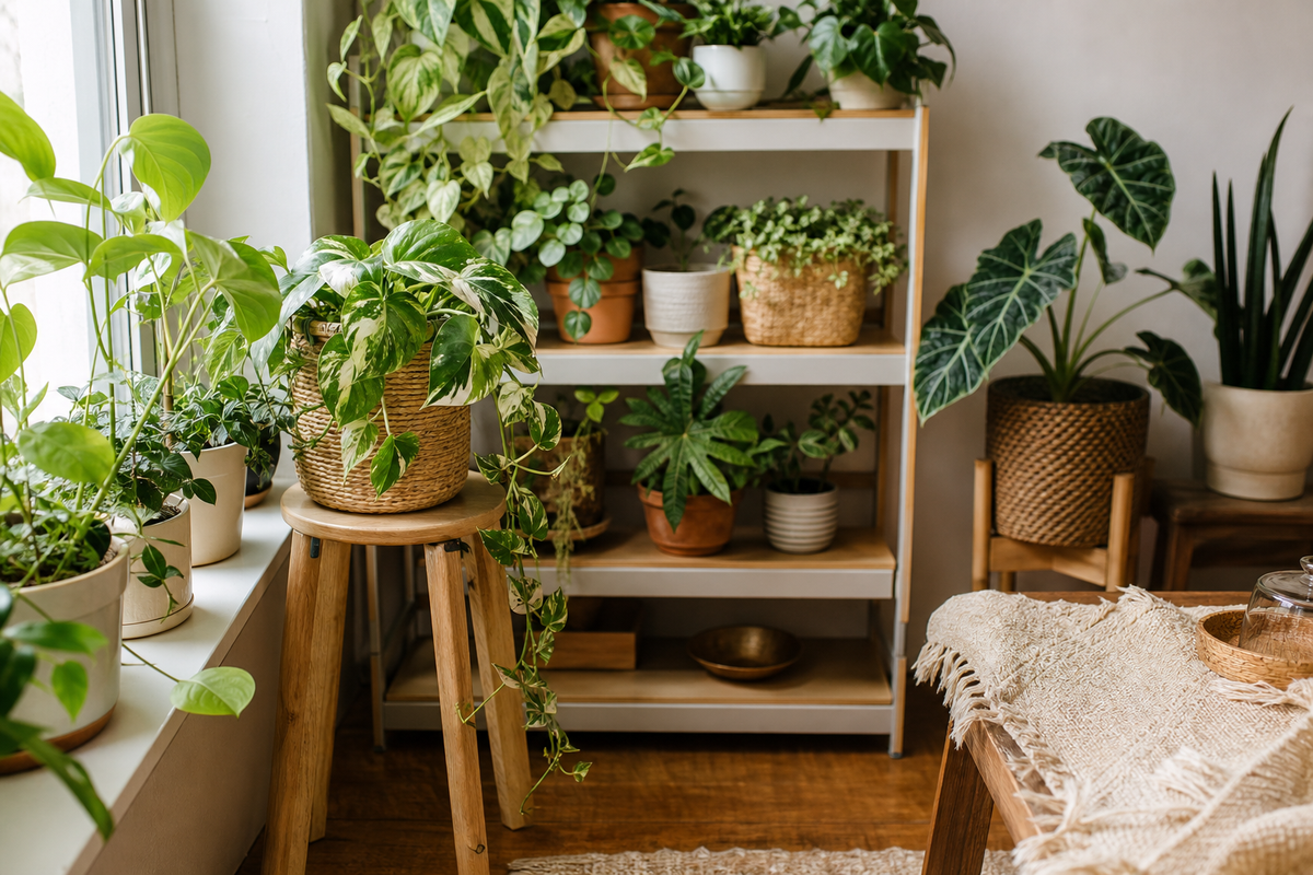 Unbranded close editorial detail featuring plant display ideas