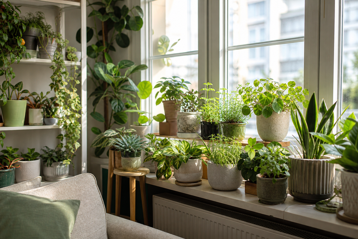Unbranded orderly inspection setup featuring practical windowsill gardening