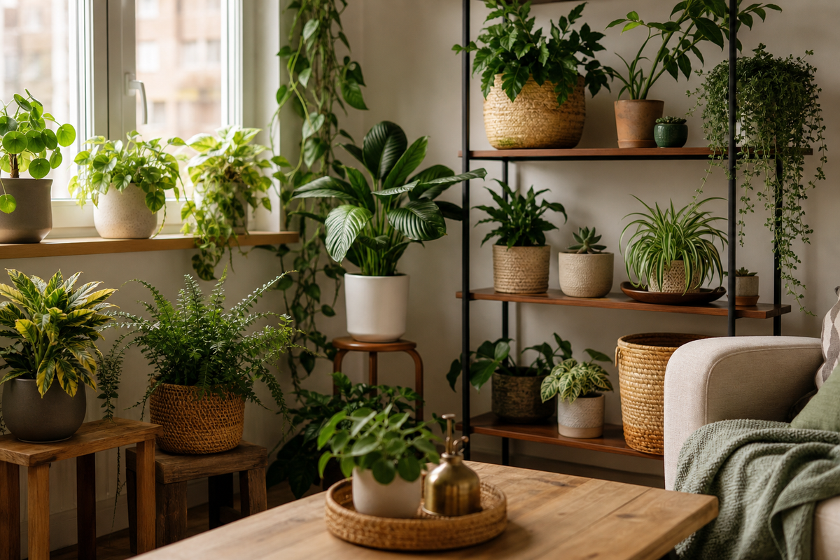 Unbranded practical sequence scene featuring botanical home accents