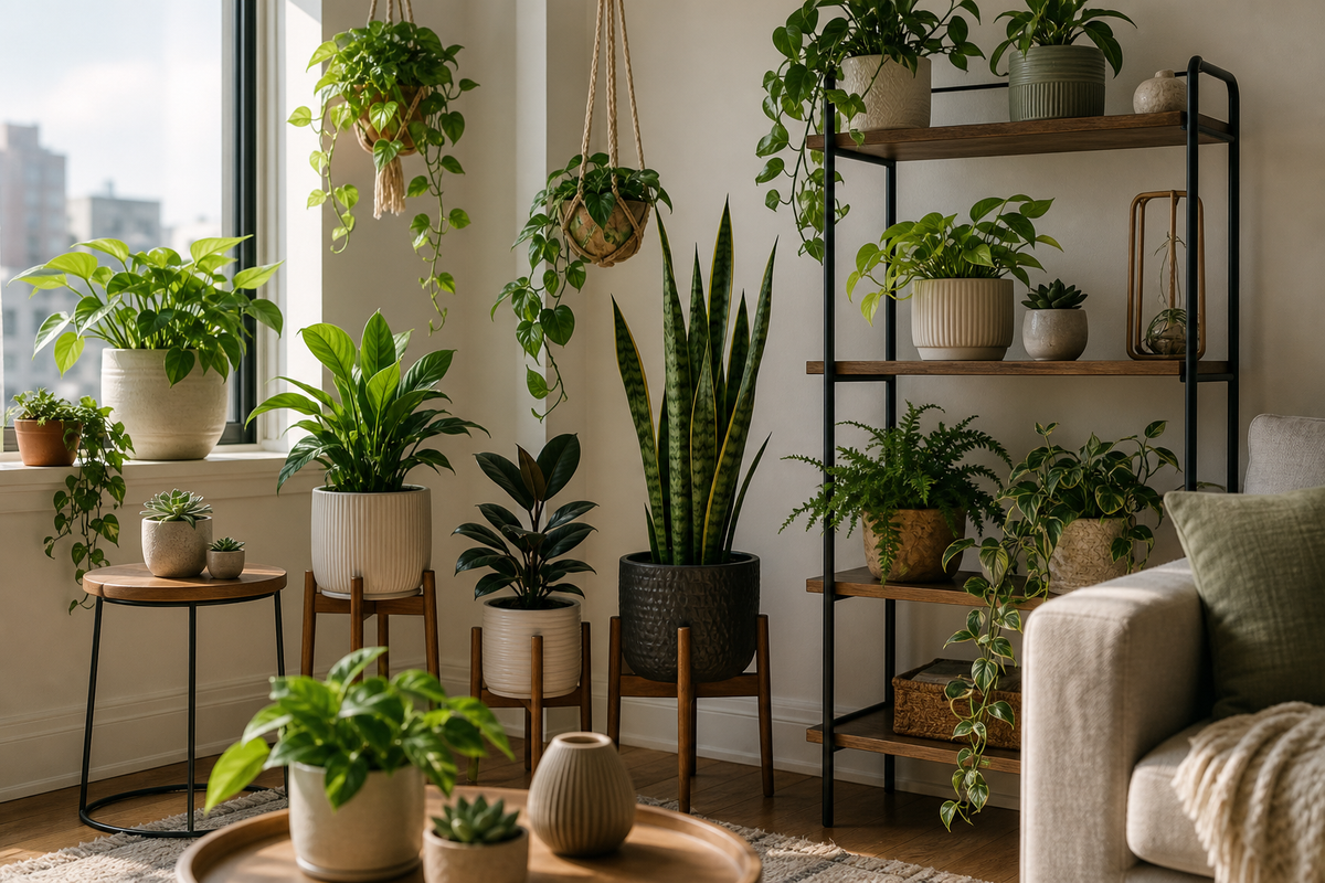Unbranded organized spatial layout featuring small-space plant styling