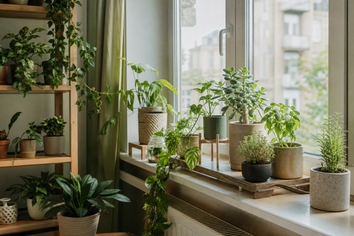Unbranded orderly inspection setup featuring practical windowsill gardening