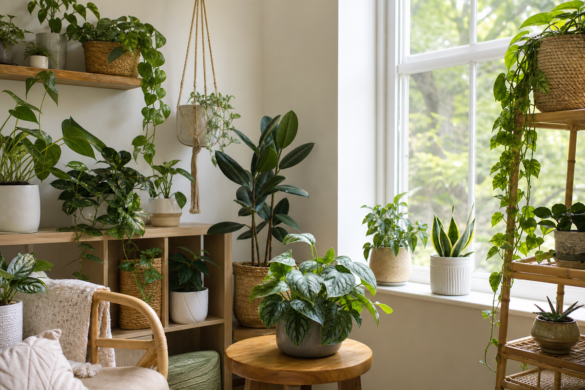 Unbranded repeatable routine scene featuring botanical home accents