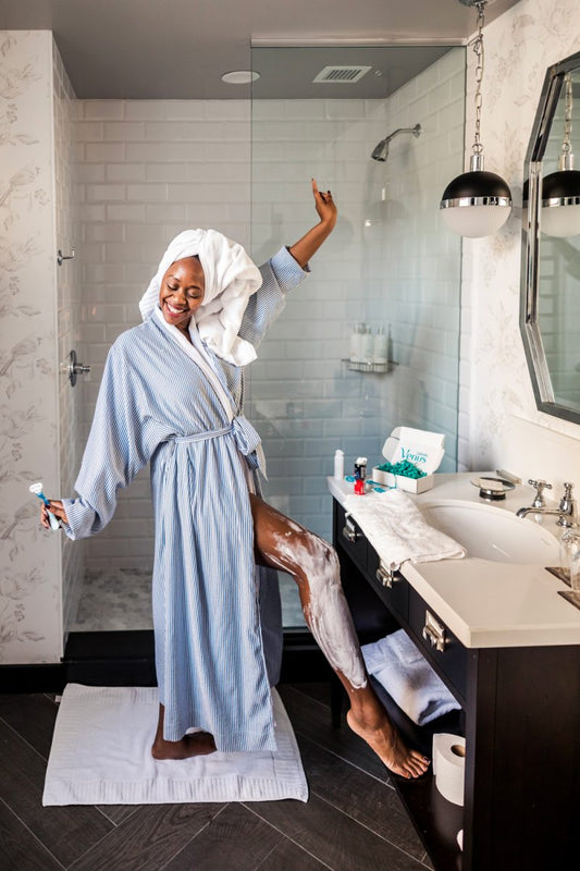 Vertical Pinterest pin with rose-gold and pastel design featuring "Gentle Self-Care Routines for the New Year" headline, Bubbly Beauty branding, and calming beauty imagery promoting simple daily skincare habits