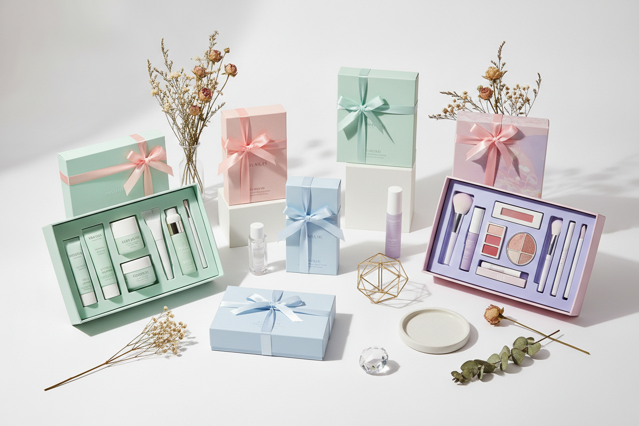 Curated beauty sets and kits featuring coordinated products for complete routines