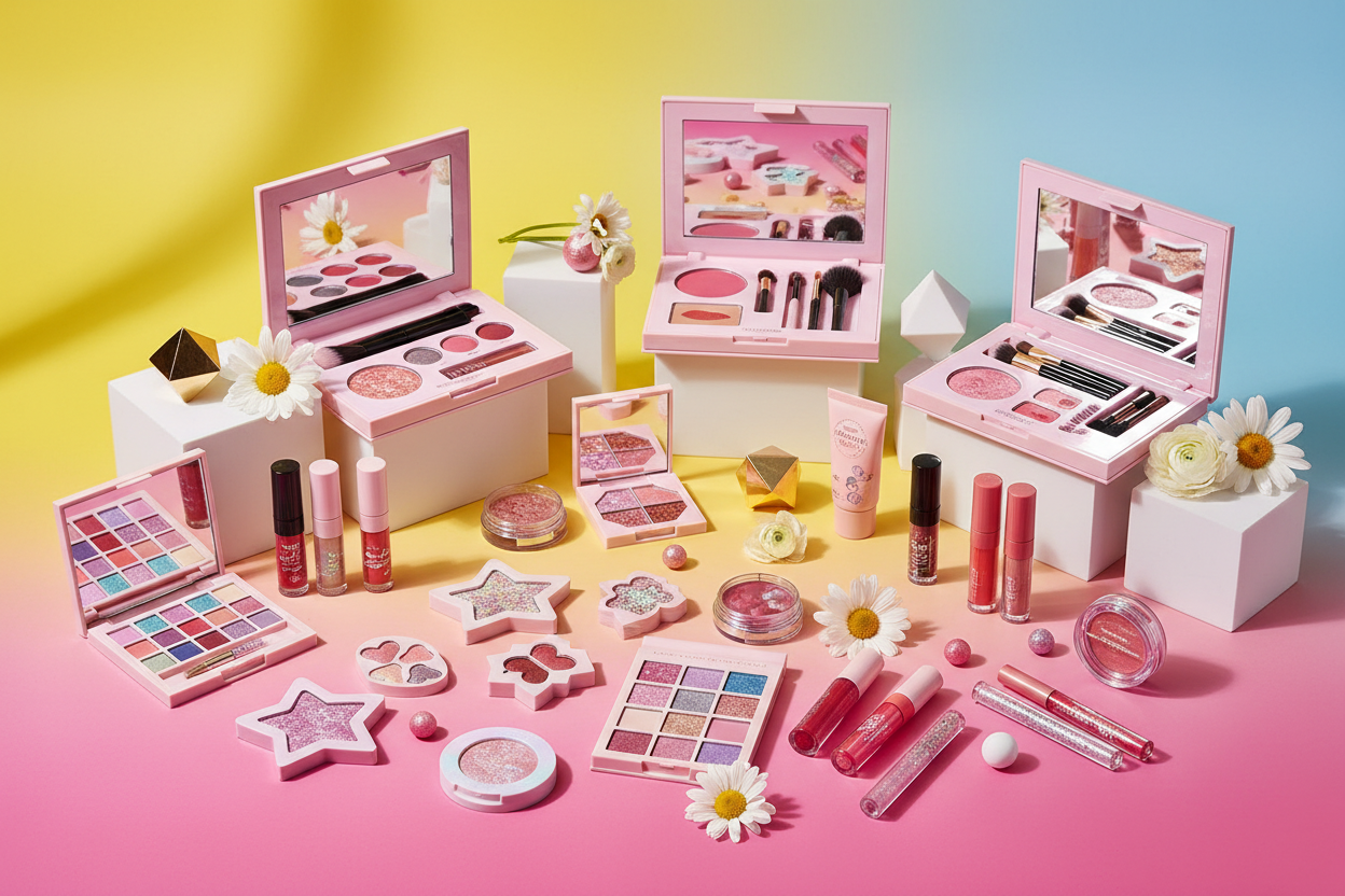 Complete makeup sets with coordinated colors and products for effortless beauty looks