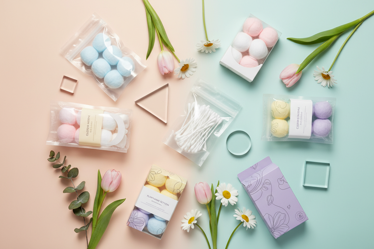 Cotton balls, swabs, and pads for makeup application, removal, and skincare routines