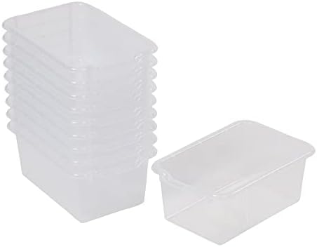 ECR4Kids Scoop Front Storage Bins, Multipurpose Organization, Clear, 10-Piece by ECR4Kids