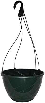 12" Diameter Dark Green Plastic Deco Swirl Hanging Basket (5) by Landmark+Plastics