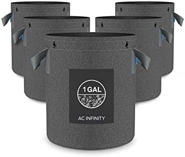 AC Infinity Heavy-Duty 500G Fabric Pots, 1 Gallon Grow Bags 5-Pack by ACInfinity