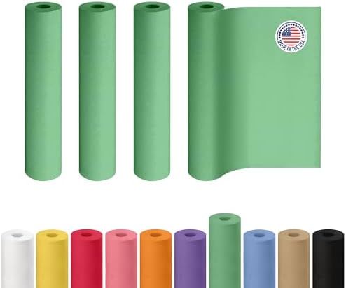 18" x 1200" (100 ft) Green Kraft Paper Roll, Pack of 4 - USA-Made Quality Craft Paper for Gift Wrapping, Kids' Arts & Crafts, School Projects - 100% Recycled, 50 lb Natural Material by IDL Packaging by IDLPackaging