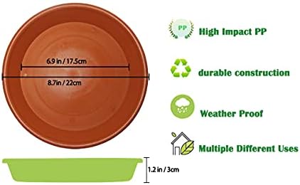 6 Pack 9 inch Plant Saucer Pot Trays, Heavy Durable Thicker Plastic Saucers Plant Trays for Indoor/Outdoor Plants, Fit Pots Within 6.9” Bottom Diameter,Terracotta - Image 2