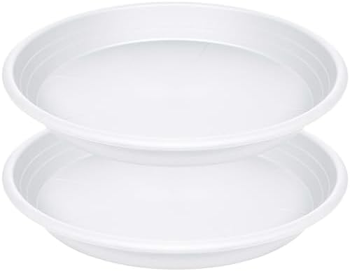 2 Pack of 10 inch Plant Saucer, Large Plant Tray, Heavy Sturdy Plant Drainage Tray for Indoors, Bird Bath Bowls, Sturdy Plastic Pot Tray for Planter (White) by Unknown
