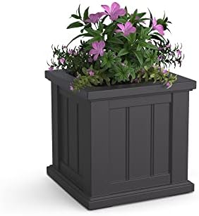 Mayne Cape Cod 14in Square Planter - Graphite Grey - 14in x 14in x 14in - Polyethylene - Built-in Water Reservoir (4836-GRG) by Mayne