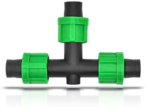 (10-Pack) Drip Irrigation 3-Way Tee 1/2" Universal Perma Connector Barbed Locking Fitting For Drip Tubing - Fits All Brands 16-17mm Drip Tape AG Tubing (10, Tee) by OneStopOutdoor