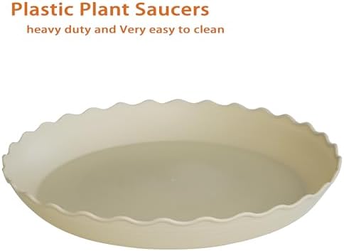 2 Pack Plant Saucer 12 inch, Heavy Duty Plastic Plant Saucers, Durable Plant Tray for Pots, Flower Saucers for Indoors, Plant Pot Saucers, Trays for Planter (Beige) - Image 3