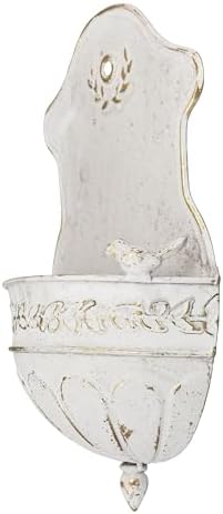 Vintage Rustic Wall Planter Distressed Decor Iron Hanging Plant Basket Shabby Metal Wall Mounted Flower Holder Pot Stand for Indoor Outdoor Home Balcony Patio Farmhouse Garden Decorative Bird White - Image 7