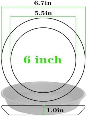 OVZILKI 6 Pack of Plant Saucer Tray 4 6 8 10 12 14 17 19 22 25 inch, Heavy Duty Plastic Pot Plant Drip Trays Saucers for Indoors Outdoor, Plant Water Tray for Planters 4-7" (6", Clay) - Image 2