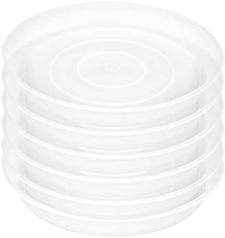 4 Pack of 14 inch Plant Saucers Bird Bath Bow Round, Plastic Plant Saucer Tray for Pots, White Planters for Indoor Plants, Plant Trays for Planter 12-15" (14", Clear) by Bleuhome