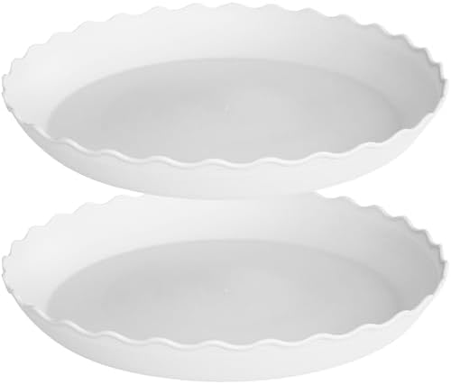 2 Pack Plant Saucer 20 inch, Heavy Duty Plastic Plant Saucers, Durable Plant Tray for Pots, Flower Saucers for Indoors, Plant Pot Saucers, Trays for Planter (White) by Unknown