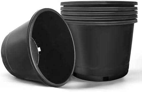 HOSTIC 10 Gallon Flexible Nursery Pots Gallon Pot with Drainage Holes Plastic Plant Container Suitable for Indoor Outdoor Vegetables Flowers Plants 5 PCS by HOSTIC