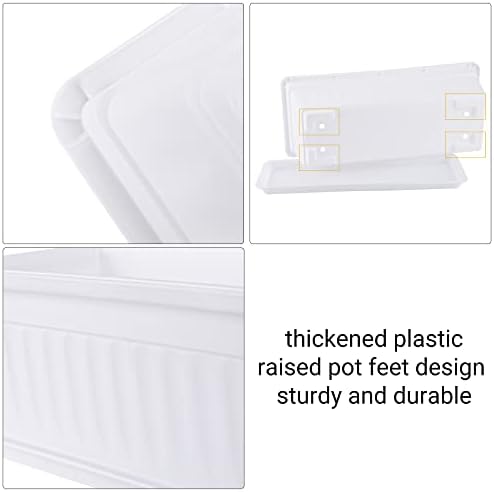 GREANER Rectangle Plastic Flower Boxes, 3 Pack Large Long Planter 16.9x7.48 Inch Morden Thicken Vegetable Plant Pot with Tray for Garden, Kitchen, Window, Office, Balcony, Outdoor Indoor Use - White - Image 5