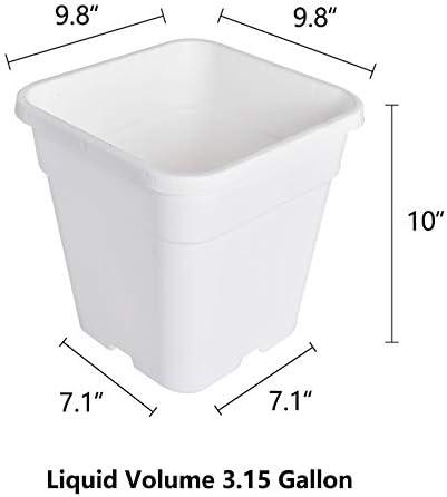 Square Nursery Pots Plant Pots Grow Pots Nursery Container for Planting Soil Plants 3.15 Gallon 10Pcs - Image 3