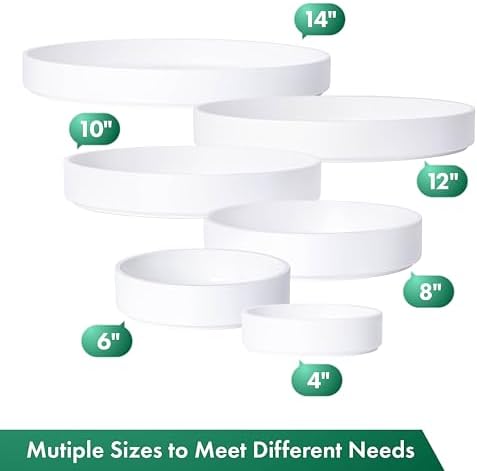 Phoenix Vine 8 Inch Plastic Plant Saucer Water Drip Tray, Heavy Sturdy Round Plant Drainage Tray for Indoors Outdoor, Matte White, 21-TY-8W-1 - Image 6