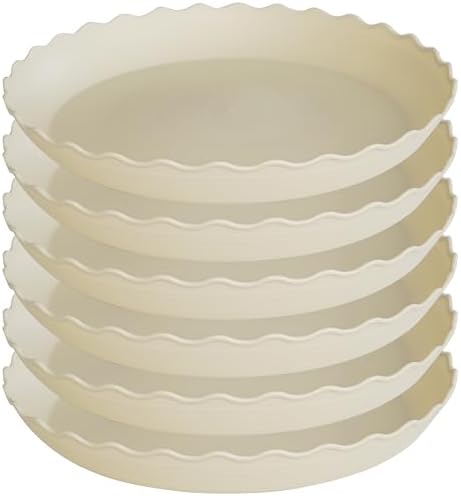6 Pack Plant Saucer 6 inch, Heavy Duty Plastic Plant Saucers, Durable Plant Tray for Pots, Flower Saucers for Indoors, Plant Pot Saucers, Trays for Planter (Beige) by Unknown