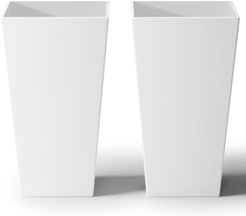 SnugNiture Taper Tall Planters 30 Inch Set of 2, Large Planter for Indoor Outdoor Plants, Modern Flower Pot Containers Large Decorative Tree Planter, White by snugniture